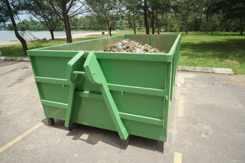 Close-up of a lockable skip's security features